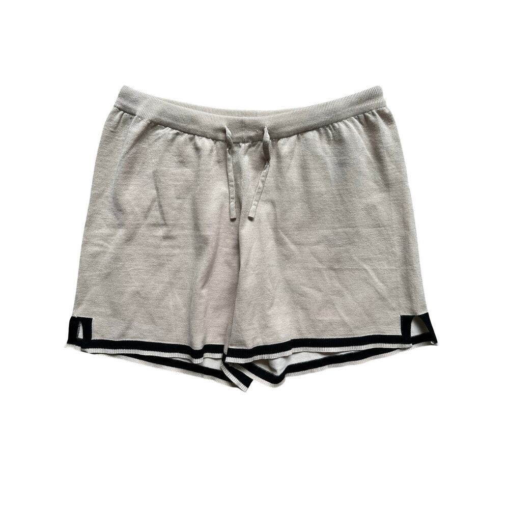 Minimalist Ekouaer Knit Lounge‎ Shorts L Beige Drawstring Cozy Relaxed Fit